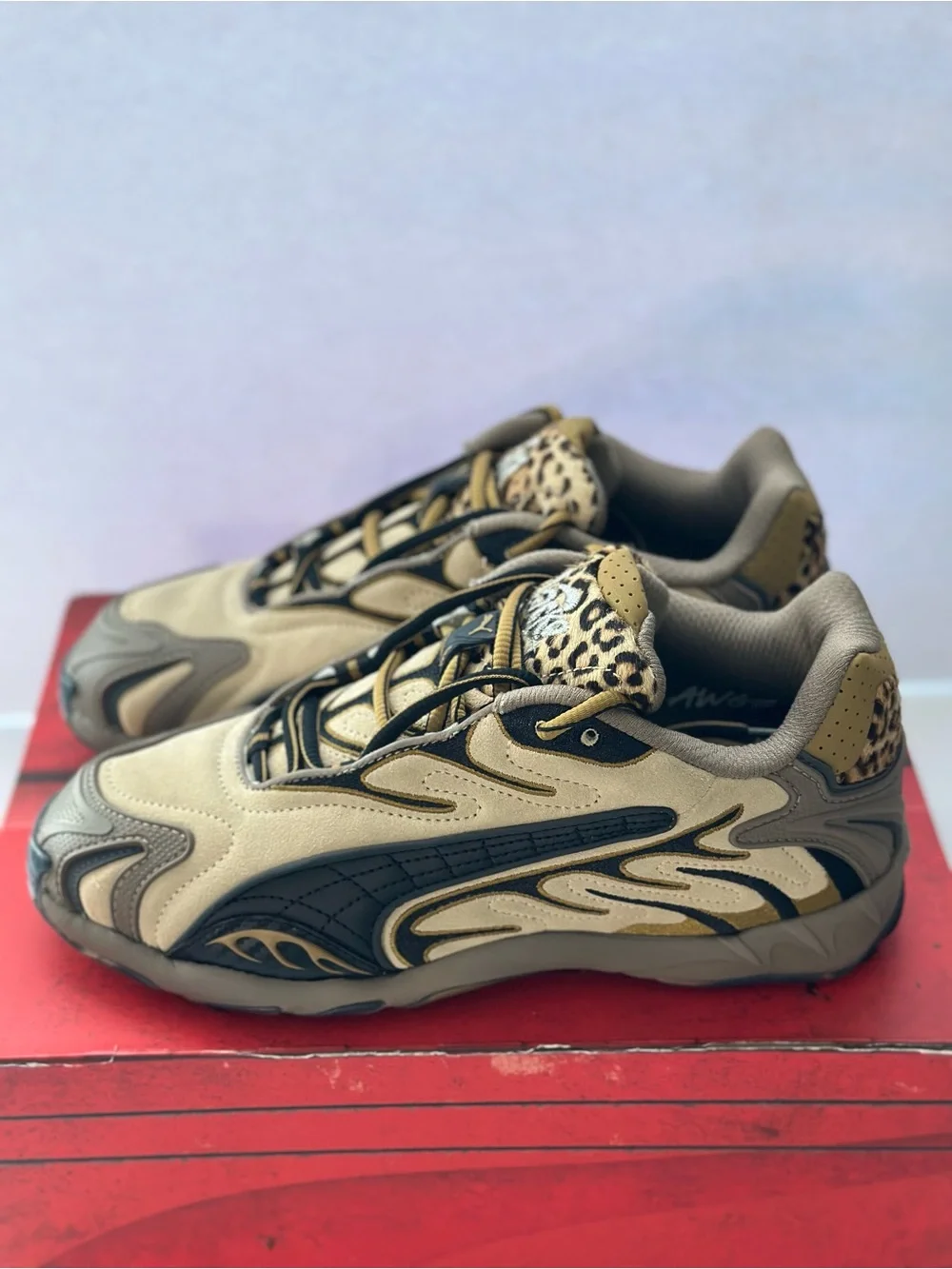 A$AP ROCKY x PUMA Inhale L Women’s 8.5 Sneakers In Toasted Almond/Black Leopard - Picture 1 of 9
